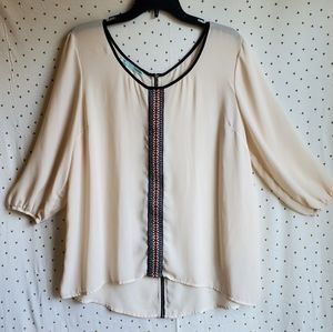 Maurices Off-White Sheer Long Sleeve Top